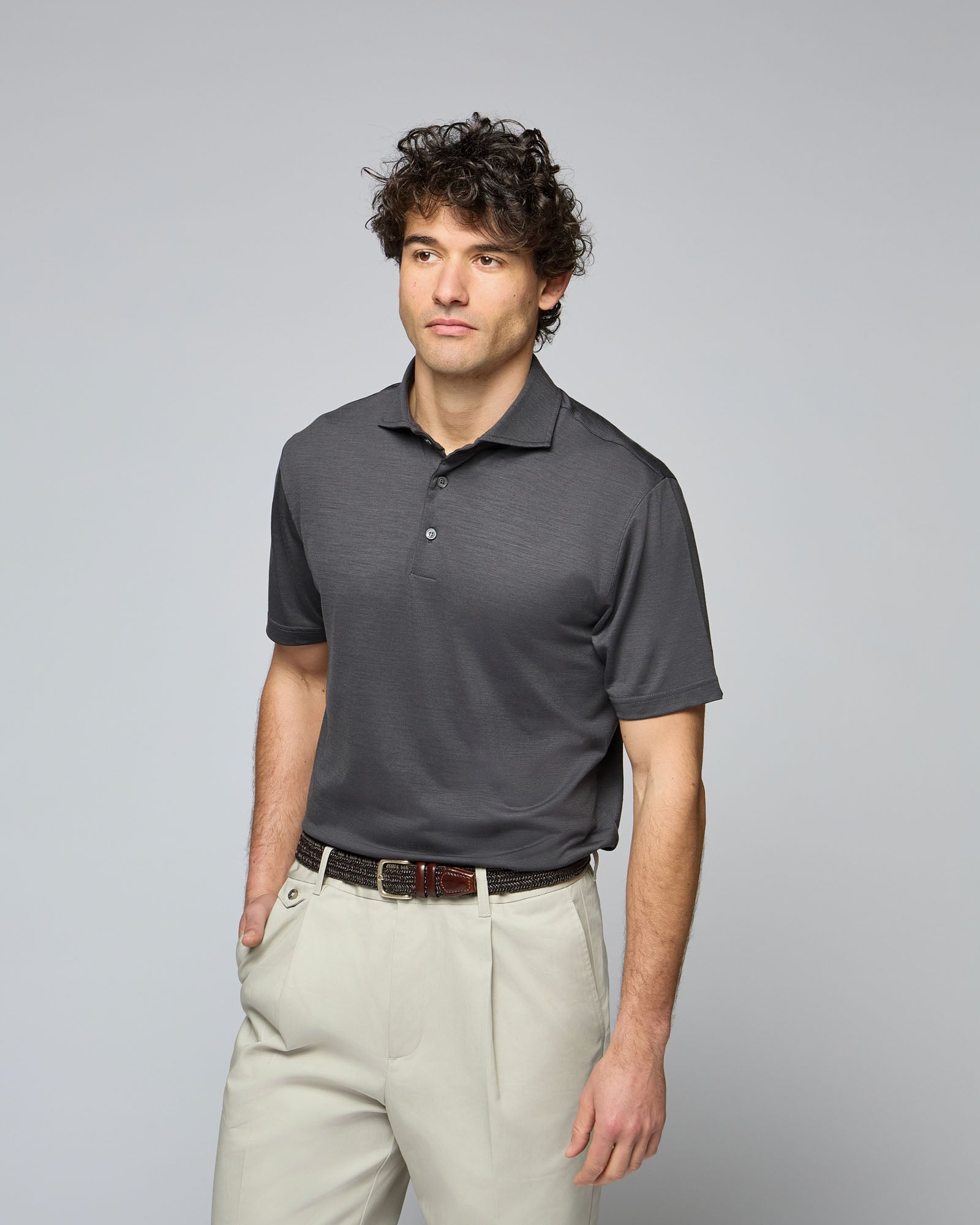 Polo Manica Corta con Bottoni - misto lana