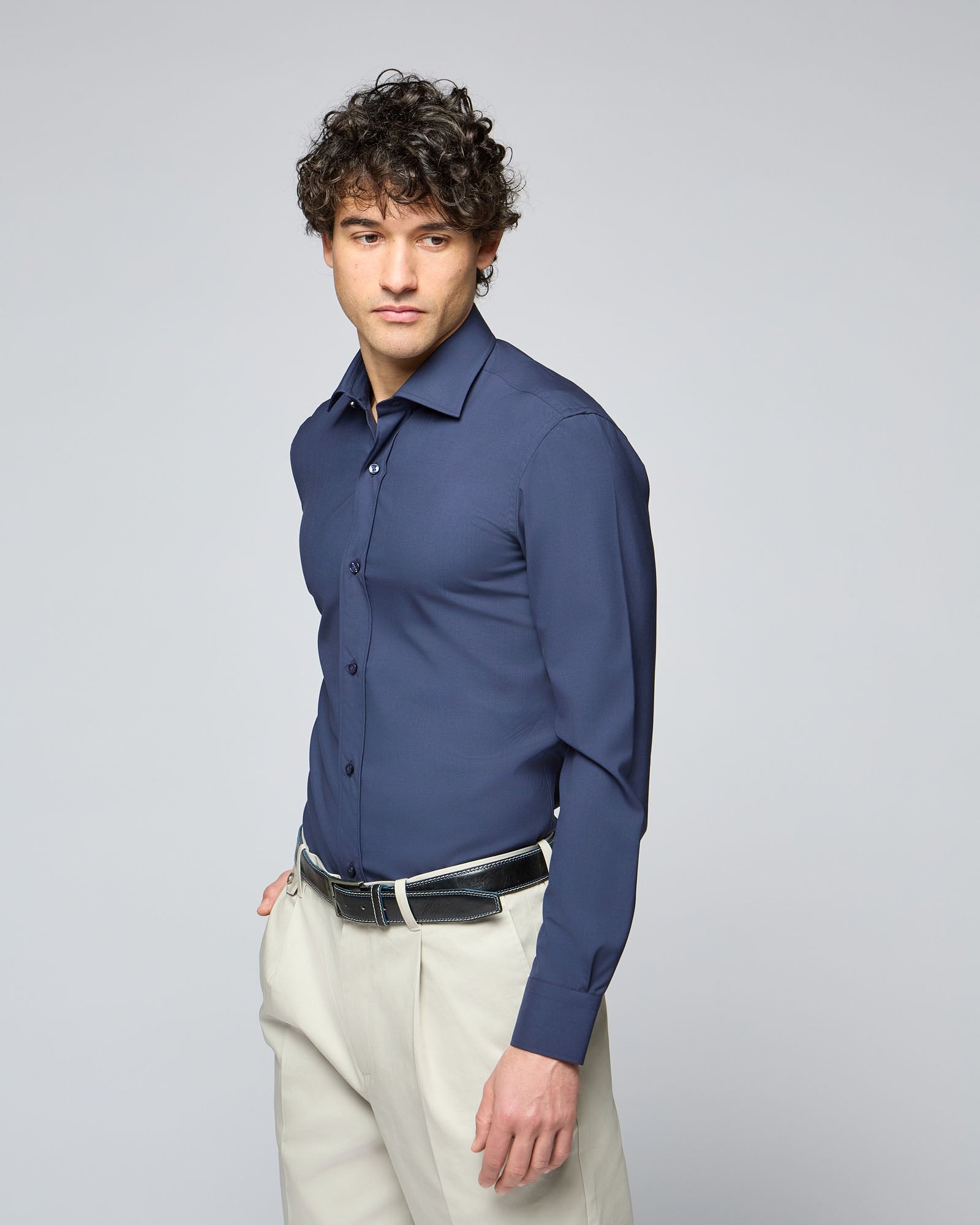 Camicia in Lana Ultrafine - Slim Fit