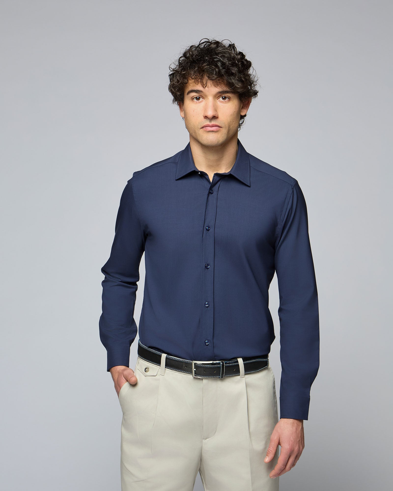 Camicia in Lana Ultrafine - Regular Fit