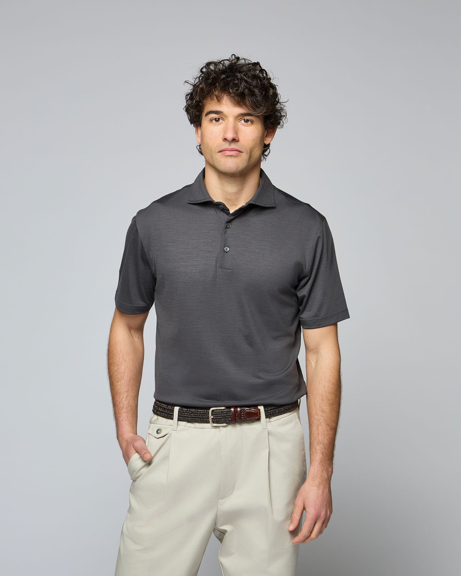 Polo Manica Corta con Bottoni - misto lana